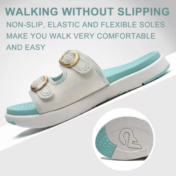 COFACE Womens Orthotic Slides Comfort Plantar Fasciitis Arch Support Slip on Flat Sandals Ladies Soft Cushion Fashion Yoga Mat Slippers With Adjustable Straps