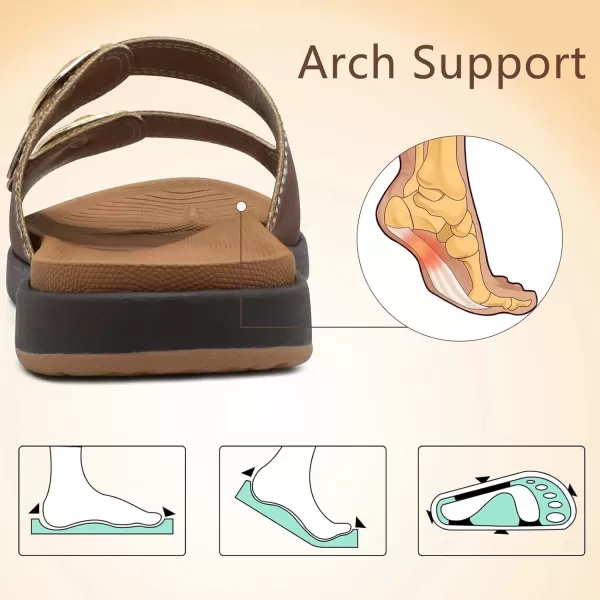 COFACE Womens Orthotic Slides Comfort Plantar Fasciitis Arch Support Slip on Flat Sandals Ladies Soft Cushion Fashion Yoga Mat Slippers With Adjustable Straps