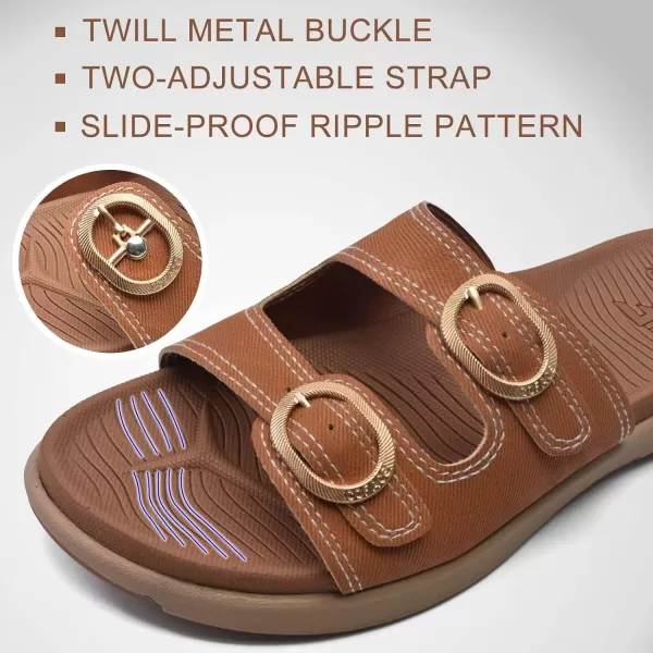 COFACE Womens Orthotic Slides Comfort Plantar Fasciitis Arch Support Slip on Flat Sandals Ladies Soft Cushion Fashion Yoga Mat Slippers With Adjustable Straps