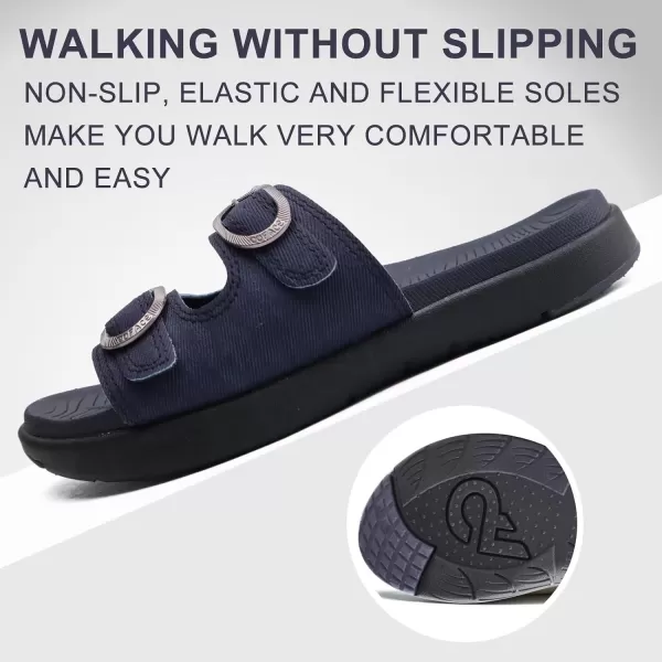 COFACE Womens Orthotic Slides Comfort Plantar Fasciitis Arch Support Slip on Flat Sandals Ladies Soft Cushion Fashion Yoga Mat Slippers With Adjustable Straps