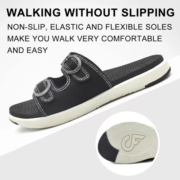 COFACE Womens Orthotic Slides Comfort Plantar Fasciitis Arch Support Slip on Flat Sandals Ladies Soft Cushion Fashion Yoga Mat Slippers With Adjustable Straps