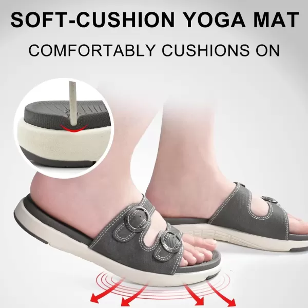 COFACE Womens Orthotic Slides Comfort Plantar Fasciitis Arch Support Slip on Flat Sandals Ladies Soft Cushion Fashion Yoga Mat Slippers With Adjustable Straps