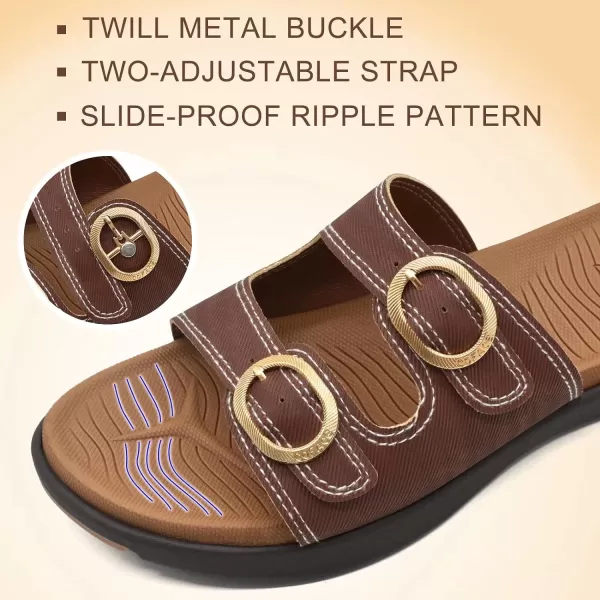 COFACE Womens Orthotic Slides Comfort Plantar Fasciitis Arch Support Slip on Flat Sandals Ladies Soft Cushion Fashion Yoga Mat Slippers With Adjustable Straps