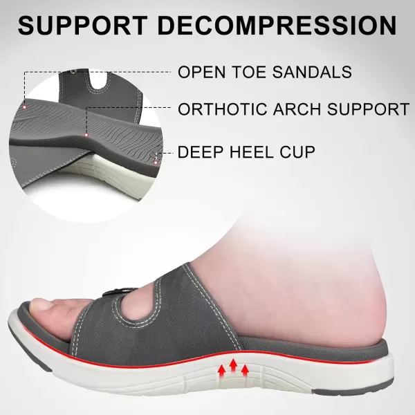 COFACE Womens Orthotic Slides Comfort Plantar Fasciitis Arch Support Slip on Flat Sandals Ladies Soft Cushion Fashion Yoga Mat Slippers With Adjustable Straps