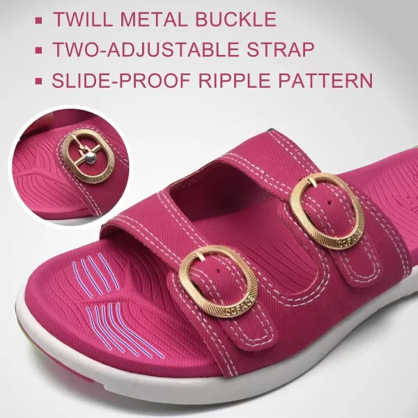 COFACE Womens Orthotic Slides Comfort Plantar Fasciitis Arch Support Slip on Flat Sandals Ladies Soft Cushion Fashion Yoga Mat Slippers With Adjustable Straps