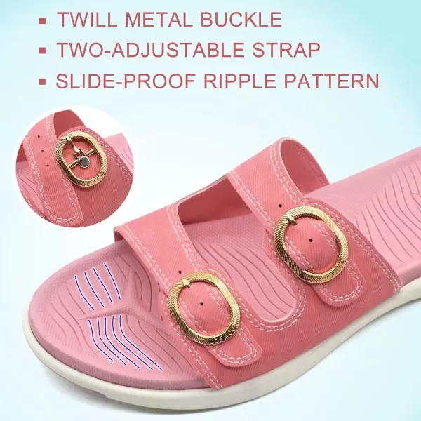 COFACE Womens Orthotic Slides Comfort Plantar Fasciitis Arch Support Slip on Flat Sandals Ladies Soft Cushion Fashion Yoga Mat Slippers With Adjustable Straps
