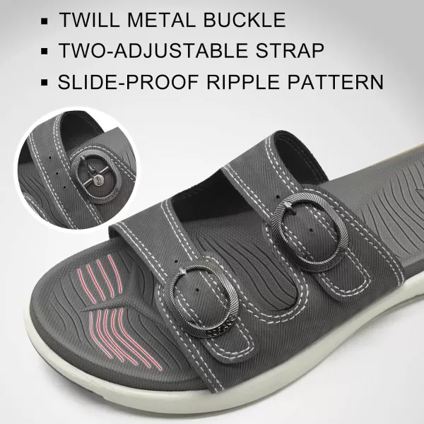 COFACE Womens Orthotic Slides Comfort Plantar Fasciitis Arch Support Slip on Flat Sandals Ladies Soft Cushion Fashion Yoga Mat Slippers With Adjustable Straps
