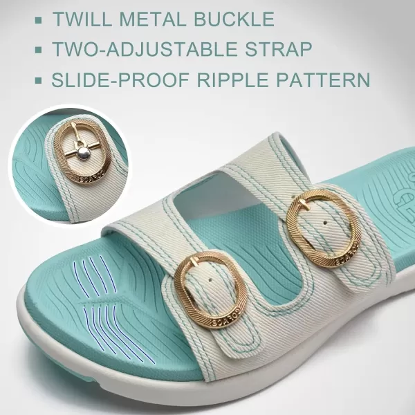 COFACE Womens Orthotic Slides Comfort Plantar Fasciitis Arch Support Slip on Flat Sandals Ladies Soft Cushion Fashion Yoga Mat Slippers With Adjustable Straps