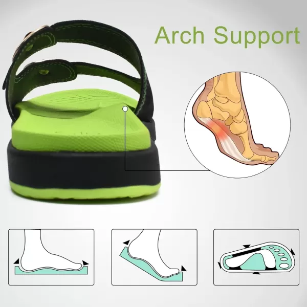 COFACE Womens Orthotic Slides Comfort Plantar Fasciitis Arch Support Slip on Flat Sandals Ladies Soft Cushion Fashion Yoga Mat Slippers With Adjustable Straps