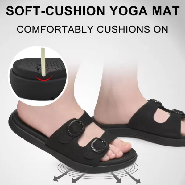 COFACE Womens Orthotic Slides Comfort Plantar Fasciitis Arch Support Slip on Flat Sandals Ladies Soft Cushion Fashion Yoga Mat Slippers With Adjustable Straps