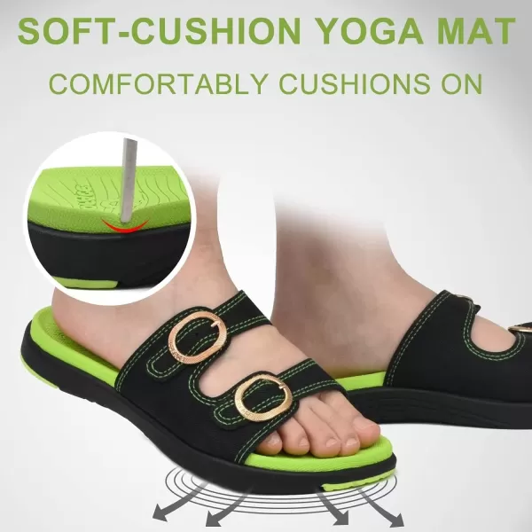 COFACE Womens Orthotic Slides Comfort Plantar Fasciitis Arch Support Slip on Flat Sandals Ladies Soft Cushion Fashion Yoga Mat Slippers With Adjustable Straps
