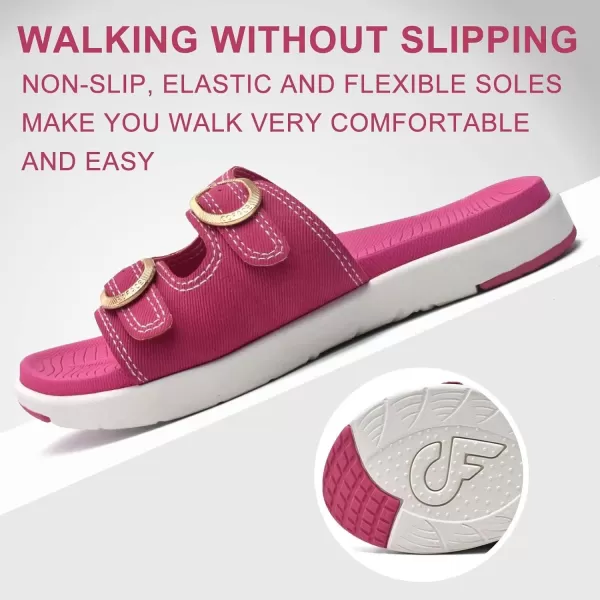 COFACE Womens Orthotic Slides Comfort Plantar Fasciitis Arch Support Slip on Flat Sandals Ladies Soft Cushion Fashion Yoga Mat Slippers With Adjustable Straps