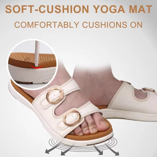 COFACE Womens Orthotic Slides Comfort Plantar Fasciitis Arch Support Slip on Flat Sandals Ladies Soft Cushion Fashion Yoga Mat Slippers With Adjustable Straps