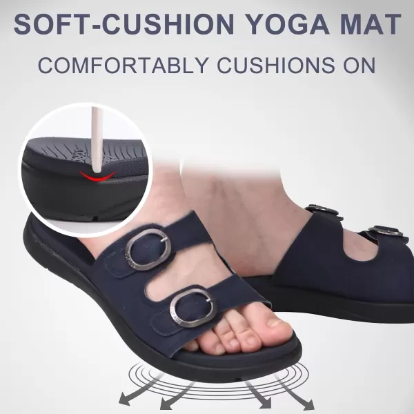 COFACE Womens Orthotic Slides Comfort Plantar Fasciitis Arch Support Slip on Flat Sandals Ladies Soft Cushion Fashion Yoga Mat Slippers With Adjustable Straps