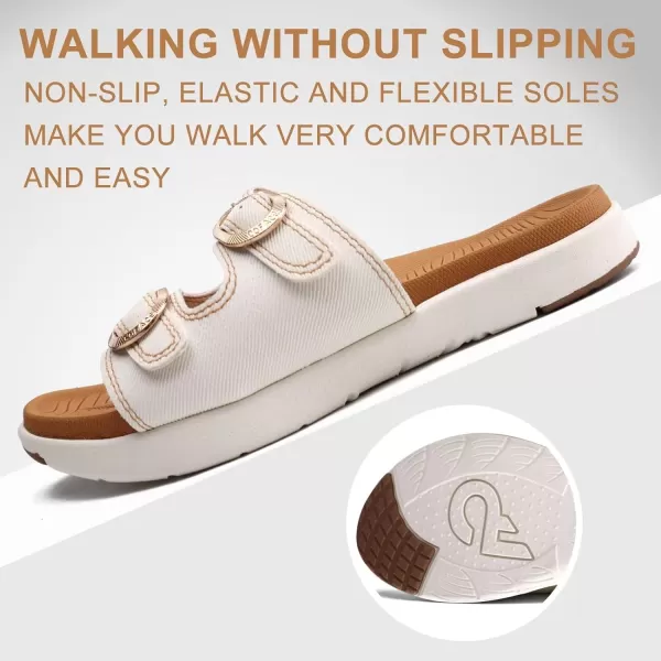 COFACE Womens Orthotic Slides Comfort Plantar Fasciitis Arch Support Slip on Flat Sandals Ladies Soft Cushion Fashion Yoga Mat Slippers With Adjustable Straps