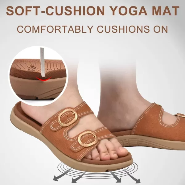 COFACE Womens Orthotic Slides Comfort Plantar Fasciitis Arch Support Slip on Flat Sandals Ladies Soft Cushion Fashion Yoga Mat Slippers With Adjustable Straps