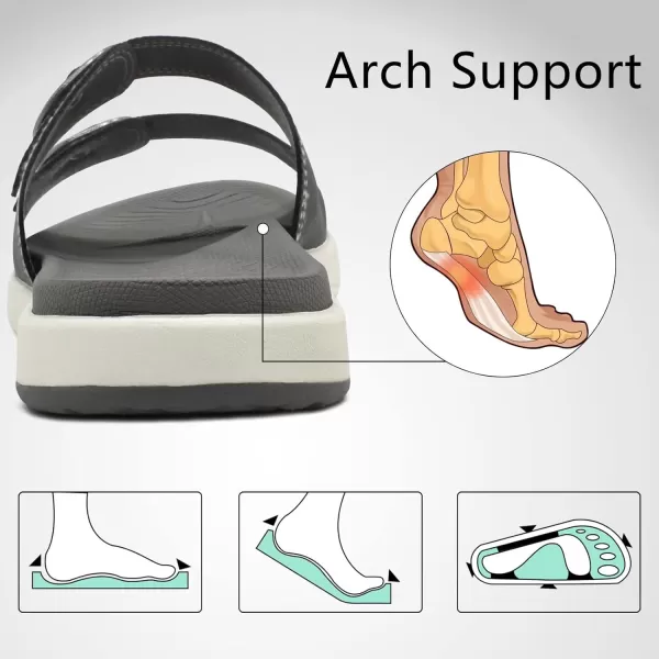 COFACE Womens Orthotic Slides Comfort Plantar Fasciitis Arch Support Slip on Flat Sandals Ladies Soft Cushion Fashion Yoga Mat Slippers With Adjustable Straps