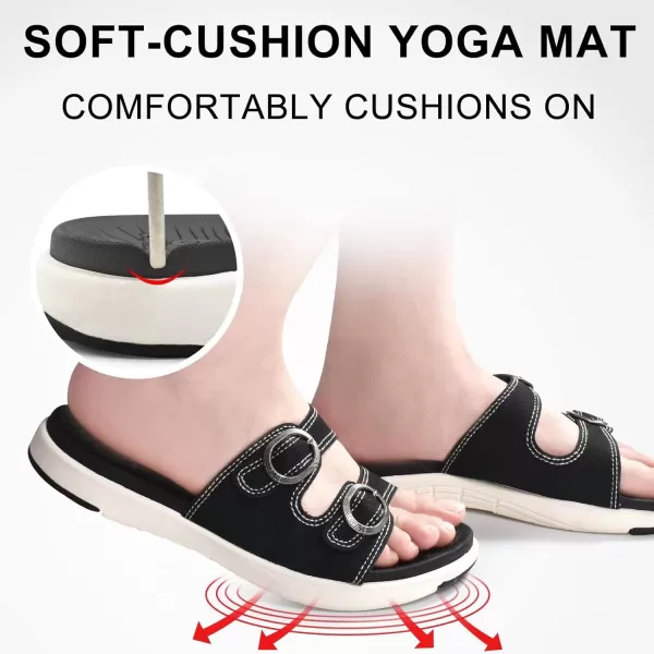 COFACE Womens Orthotic Slides Comfort Plantar Fasciitis Arch Support Slip on Flat Sandals Ladies Soft Cushion Fashion Yoga Mat Slippers With Adjustable Straps