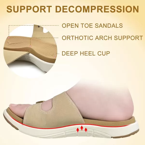 COFACE Womens Orthotic Slides Comfort Plantar Fasciitis Arch Support Slip on Flat Sandals Ladies Soft Cushion Fashion Yoga Mat Slippers With Adjustable Straps