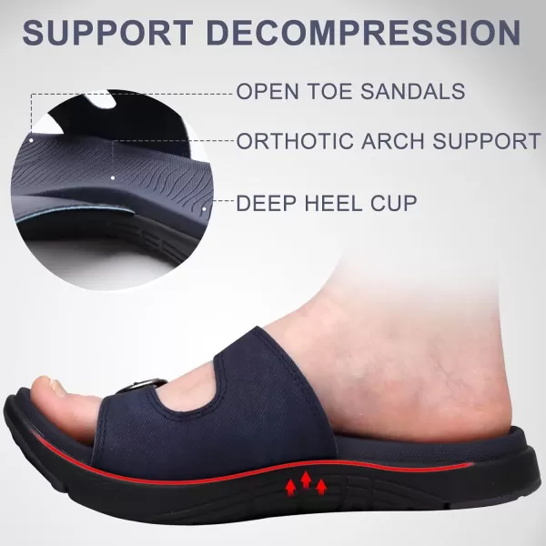 COFACE Womens Orthotic Slides Comfort Plantar Fasciitis Arch Support Slip on Flat Sandals Ladies Soft Cushion Fashion Yoga Mat Slippers With Adjustable Straps