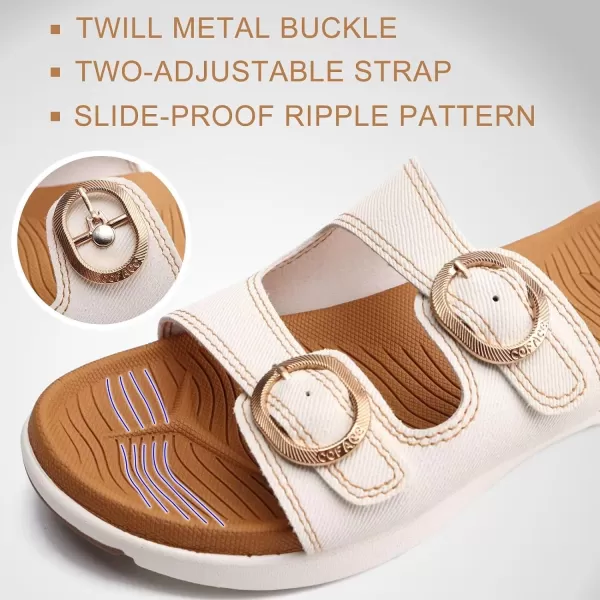 COFACE Womens Orthotic Slides Comfort Plantar Fasciitis Arch Support Slip on Flat Sandals Ladies Soft Cushion Fashion Yoga Mat Slippers With Adjustable Straps