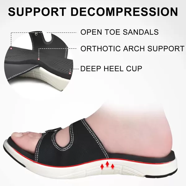 COFACE Womens Orthotic Slides Comfort Plantar Fasciitis Arch Support Slip on Flat Sandals Ladies Soft Cushion Fashion Yoga Mat Slippers With Adjustable Straps