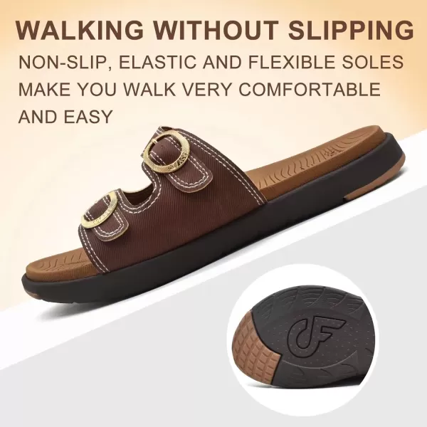 COFACE Womens Orthotic Slides Comfort Plantar Fasciitis Arch Support Slip on Flat Sandals Ladies Soft Cushion Fashion Yoga Mat Slippers With Adjustable Straps