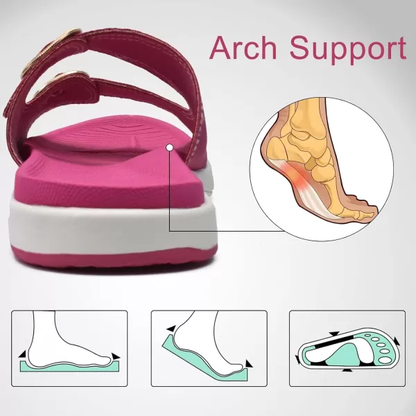 COFACE Womens Orthotic Slides Comfort Plantar Fasciitis Arch Support Slip on Flat Sandals Ladies Soft Cushion Fashion Yoga Mat Slippers With Adjustable Straps