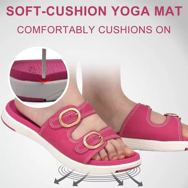 COFACE Womens Orthotic Slides Comfort Plantar Fasciitis Arch Support Slip on Flat Sandals Ladies Soft Cushion Fashion Yoga Mat Slippers With Adjustable Straps