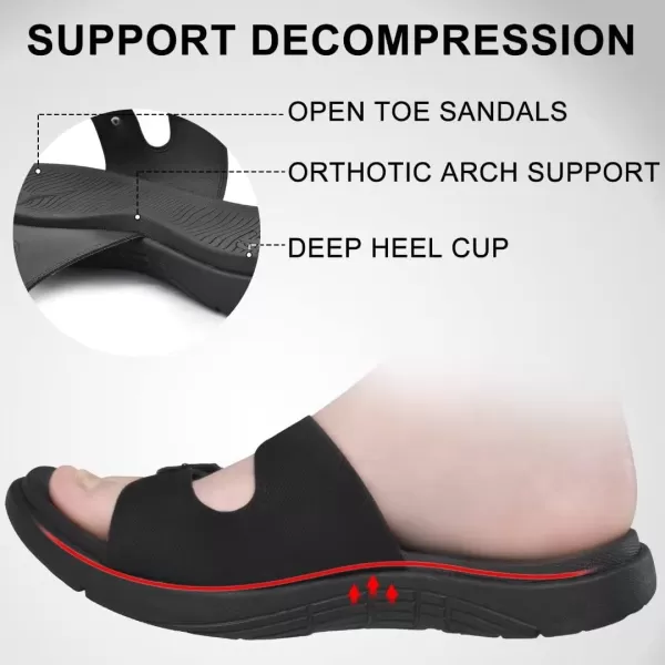 COFACE Womens Orthotic Slides Comfort Plantar Fasciitis Arch Support Slip on Flat Sandals Ladies Soft Cushion Fashion Yoga Mat Slippers With Adjustable Straps