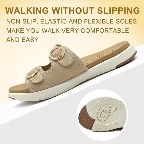 COFACE Womens Orthotic Slides Comfort Plantar Fasciitis Arch Support Slip on Flat Sandals Ladies Soft Cushion Fashion Yoga Mat Slippers With Adjustable Straps