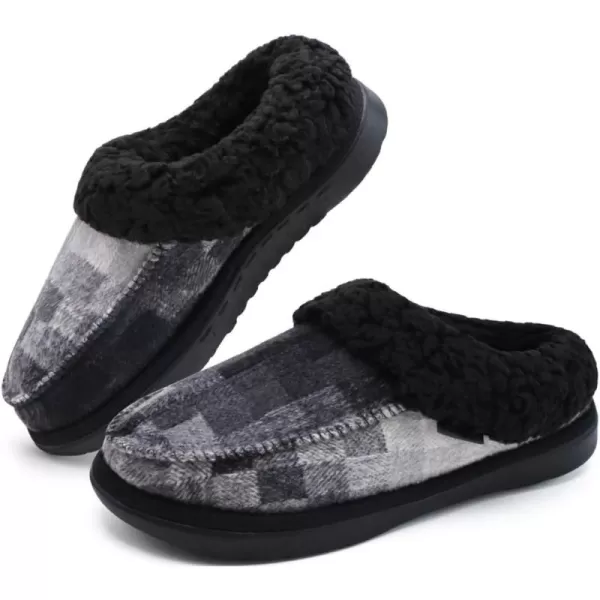 COFACE Mens Cozy Memory Foam Clog Slippers With Arch Support Explosive Suede Warm House Shoes Indoor Outdoor Slip On Rubber Sole Size 7-15)