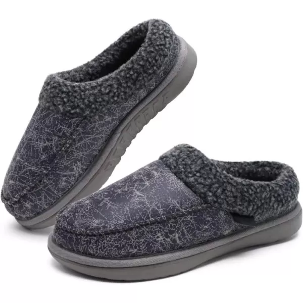 COFACE Mens Cozy Memory Foam Clog Slippers With Arch Support Explosive Suede Warm House Shoes Indoor Outdoor Slip On Rubber Sole Size 7-15)