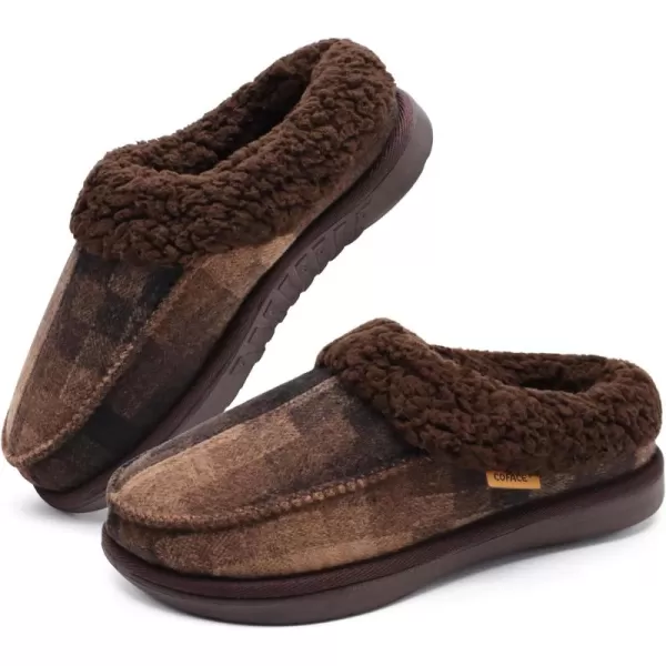 COFACE Mens Cozy Memory Foam Clog Slippers With Arch Support Explosive Suede Warm House Shoes Indoor Outdoor Slip On Rubber Sole Size 7-15)