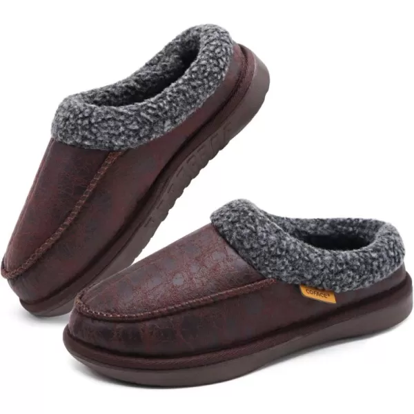 COFACE Mens Cozy Memory Foam Clog Slippers With Arch Support Explosive Suede Warm House Shoes Indoor Outdoor Slip On Rubber Sole Size 7-15)