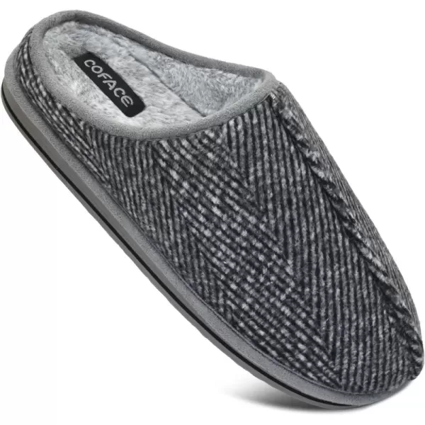 COFACE Mens Memory Foam House Slippers Slip On Cozy Scuff Plaid Shoes Indoor/Outdoor with Best Arch Surpport