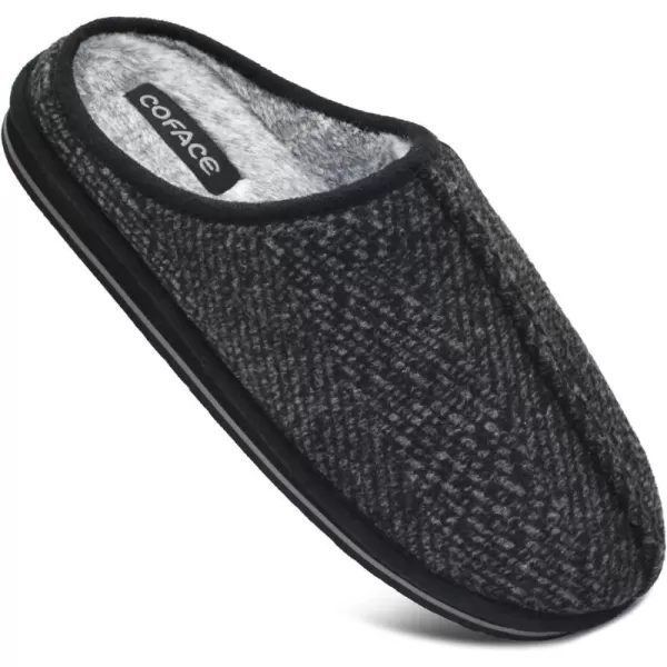 COFACE Mens Memory Foam House Slippers Slip On Cozy Scuff Plaid Shoes Indoor/Outdoor with Best Arch Surpport