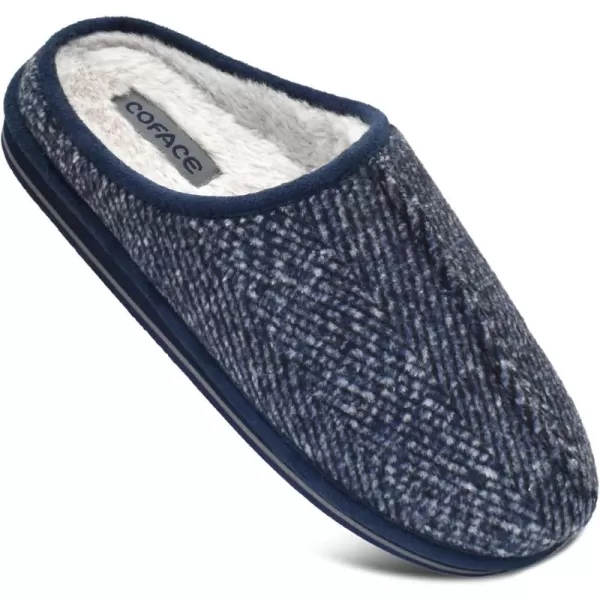 COFACE Mens Memory Foam House Slippers Slip On Cozy Scuff Plaid Shoes Indoor/Outdoor with Best Arch Surpport