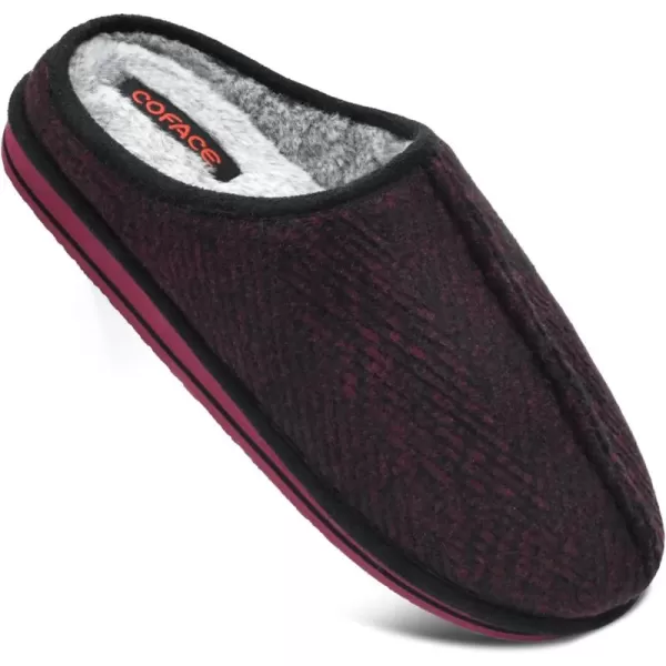 COFACE Mens Memory Foam House Slippers Slip On Cozy Scuff Plaid Shoes Indoor/Outdoor with Best Arch Surpport
