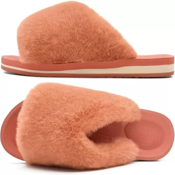 COFACE Womens Fuzzy Slides Fluff Faux Fur House Slippers Open Toe Slip On Soft Memory Foam Slippers with Arch Support Indoor Outdoor,Clearance