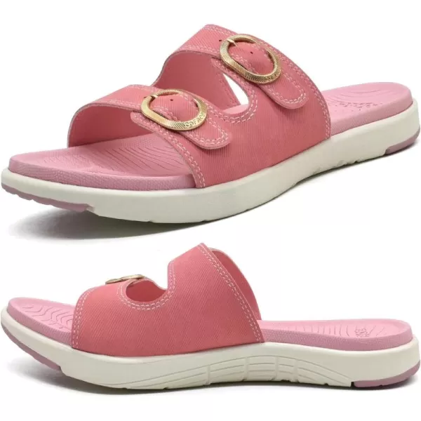 COFACE Womens Orthotic Slides Comfort Plantar Fasciitis Arch Support Slip on Flat Sandals Ladies Soft Cushion Fashion Yoga Mat Slippers With Adjustable Straps
