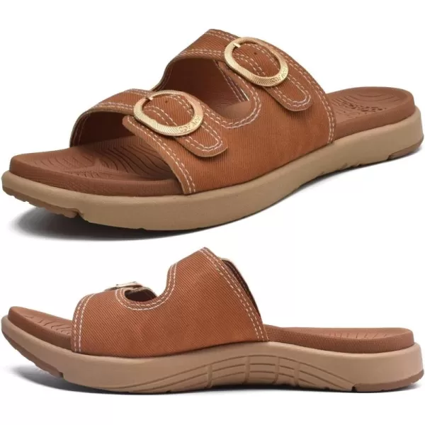 COFACE Womens Orthotic Slides Comfort Plantar Fasciitis Arch Support Slip on Flat Sandals Ladies Soft Cushion Fashion Yoga Mat Slippers With Adjustable Straps