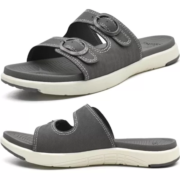 COFACE Womens Orthotic Slides Comfort Plantar Fasciitis Arch Support Slip on Flat Sandals Ladies Soft Cushion Fashion Yoga Mat Slippers With Adjustable Straps