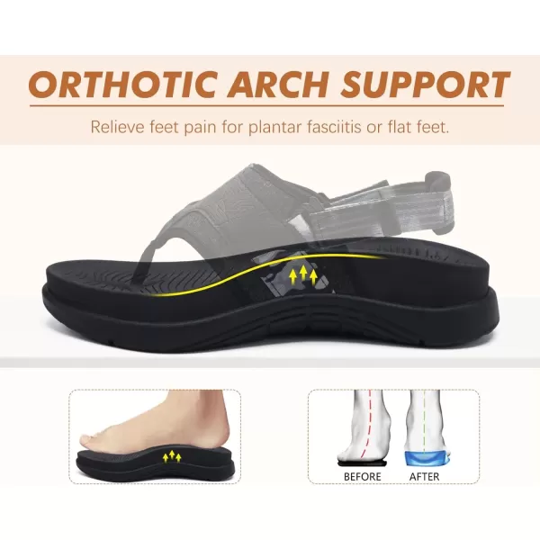 COFACE Flip Flops Sandals for Women Ladies Lightweight Athletic Soft Cushion Walking Sandals Orthotic Orthopedic Thong Sandals With Comfortable Arch Support Outdoor Beach Summer 