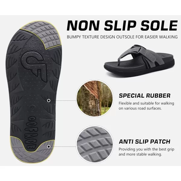 COFACE Mens Sandals with Arch Support Sport Recovery Beach Flip Flops for Men Outdoor Soft Thick Cushion Orthopedic Slides Sandal