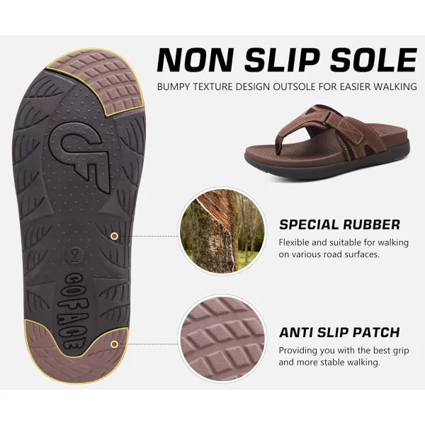 COFACE Mens Sandals with Arch Support Sport Recovery Beach Flip Flops for Men Outdoor Soft Thick Cushion Orthopedic Slides Sandal