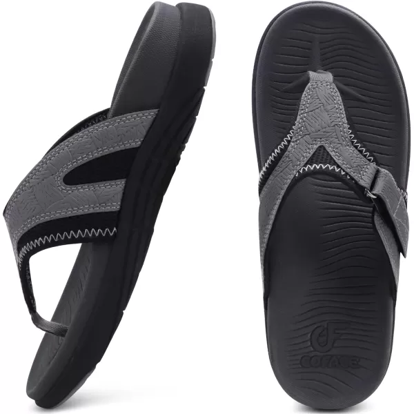 COFACE Mens Sandals with Arch Support Sport Recovery Beach Flip Flops for Men Outdoor Soft Thick Cushion Orthopedic Slides Sandal