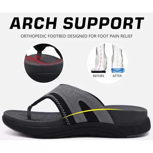 COFACE Mens Sandals with Arch Support Sport Recovery Beach Flip Flops for Men Outdoor Soft Thick Cushion Orthopedic Slides Sandal