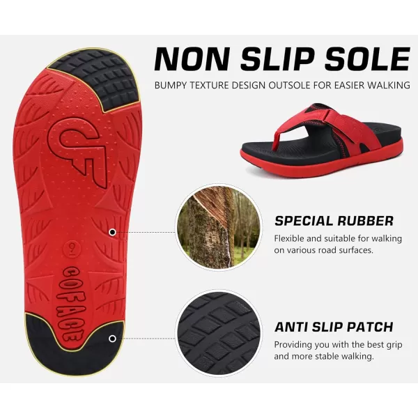 COFACE Mens Sandals with Arch Support Sport Recovery Beach Flip Flops for Men Outdoor Soft Thick Cushion Orthopedic Slides Sandal