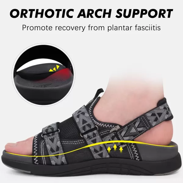 COFACE Mens Sport Beach Sandals with Arch Support Open Toe Leather Hiking Sandals for Man Outdoor Walking Sandals Men Water Shoes